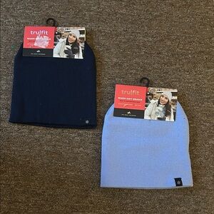 2 New With Tags Trulfit Beanies- Dark Blue and Light Blue Unisex Winter Hats